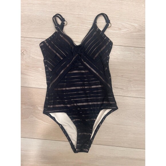 Kona Sol Women's One Piece Crochet Swimsuit Black S - Picture 1 of 4